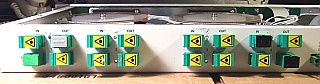 Quad 2x2 optical latching switch. With 16 SC/APC adapters. Antec P/N: LLOS-RM 253348. Verified working well at 1550nm
