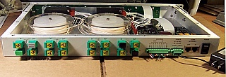 Quad 2x2 optical latching switch. With 16 SC/APC adapters. Antec P/N: LLOS-RM 253348. Verified working well at 1550nm