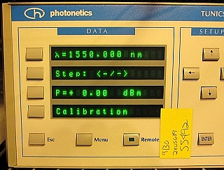 Photonetics TUNICS-MC Chassis Model 3647RA00 mainframe with two 3647HE1550-P6RL tunable laser modules. >6dBm laser tunable over 1500 - 1580 nm. FC/APC SMF optical interface.  1pm high resolution.