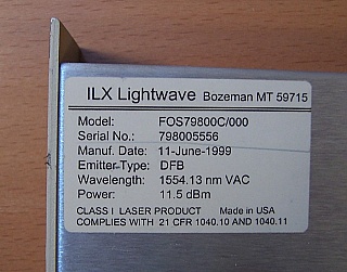 11.5dBm 1554.13nm ILX precision fiber optic source module, SMF, ILX model: FOS79800C/000.