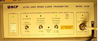 BCP 420B-22ST 1310.0nm 2.5Gb DFB Laser Transmitter. With FC/PC SM fiber connector on front panel.