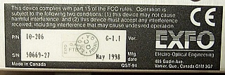 EXFO IQ-206 Optical Expansion Unit, Optionally with six IQ-2400 3dBm WDM laser source plug-in modules