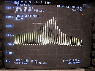 JDS benchtop stabilized 1315.26m/1624.9nm laser source, FC/PC adapter,  FP laser with multimode lasing.
