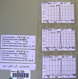 JDS benchtop 1532nm/1557nm DFB laser source, low output power, FC/PC adapter,  DFB laser with single wavelength peak.
