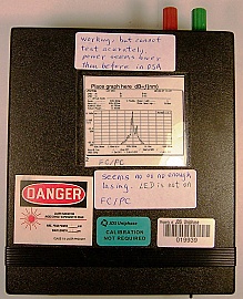 JDS 639nm laser source. Power is much lower than marked 0dBm, so 'Sell As Is'. Assembled by JDS.
