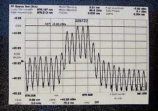 JDS 978nm laser source. About 0.38dBm. Assembled by JDS.