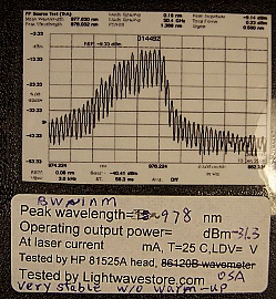 JDS 978nm laser source. About -31dBm. Assembled by JDS.