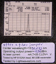 JDS 1550.032nm laser source. About -2.76dBm.  'Sell As Is'. Assembled by JDS.