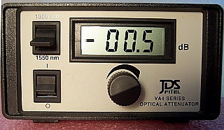 1300nm/1550nm Manual Variable attenuator, with 2 ST optical adapters. JDS VA4 series. JDS P/N: VA47K+1KSP20