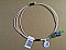 Fiber-tube-assmbly. FC/APC connector at one end, 2.23mm-diameter 12-degree angled tube/ferrule at the other end,  69-cm long 900um-buffered MM fiber, P/N: J-FAFA-6-003-J1